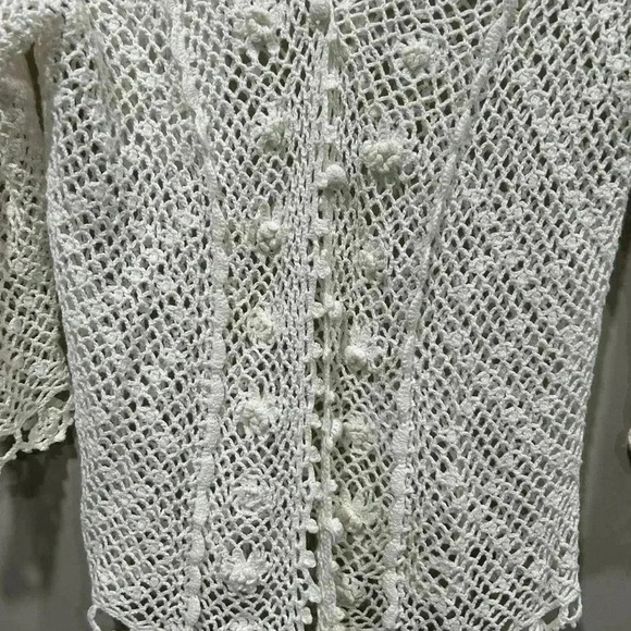 Y2K Design Assets Vintage  Crochet Linen-Cotton Cardigan Women's‎ Sz M - Picture 4 of 9